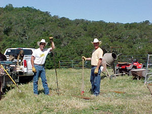 The ranch crew building fence